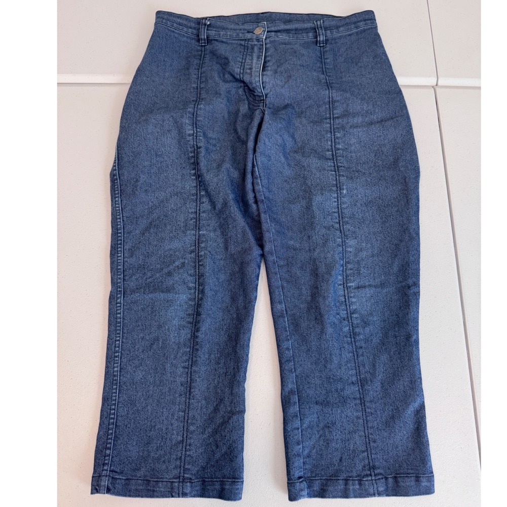 Xhilaration Stretch Denim Capri Jeans Blue Front Seam High Rise Crop Y2K kk